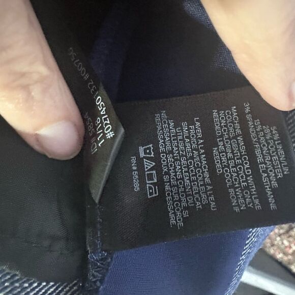 Express Blue Ankle High Rise Belted Linen Blend Pant NWT MSRP $79.98 - Picture 3 of 14